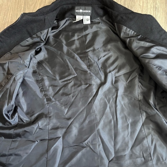 Vtg Sag Harbor Sz 12 100% Pure Wool Black Lined  Full Zip Up Jacket Collared - Picture 3 of 9